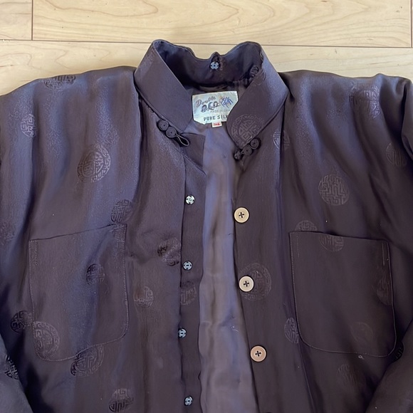 VTG Double Horse Silk Asian Jacket Boys size 24 1/2  Color dark brown. - Picture 2 of 6